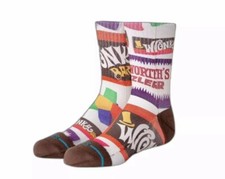 Stance Willy Wonka Bars Kids Crew Height Casual Socks Kids Youth Large 3-5.5 NWT