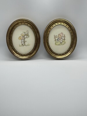 Set 2 Framed Vintage Precious Moments Prints