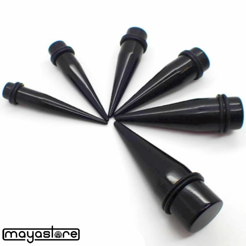 12MM-25MM SCHWARZ TUNNEL DEHNSTIFT SET EXPANDER DEHNER DEHNSTAB TAPER OHR PLUG - Bild 1 von 1