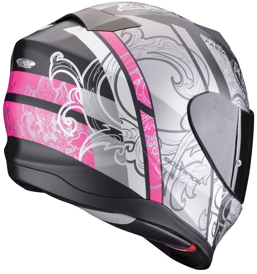 CASCO MOTO INTEGRALE SCORPION EXO 520 EVO AIR FASTA NERO ARGENTO ROSA TG XS - Immagine 2 di 3