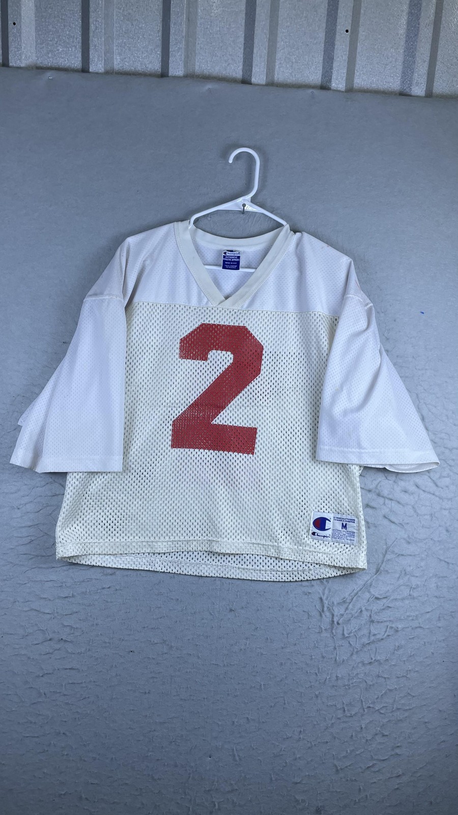 Vintage Champion Shirt Mens Medium White Mesh Football Practice Jersey 2