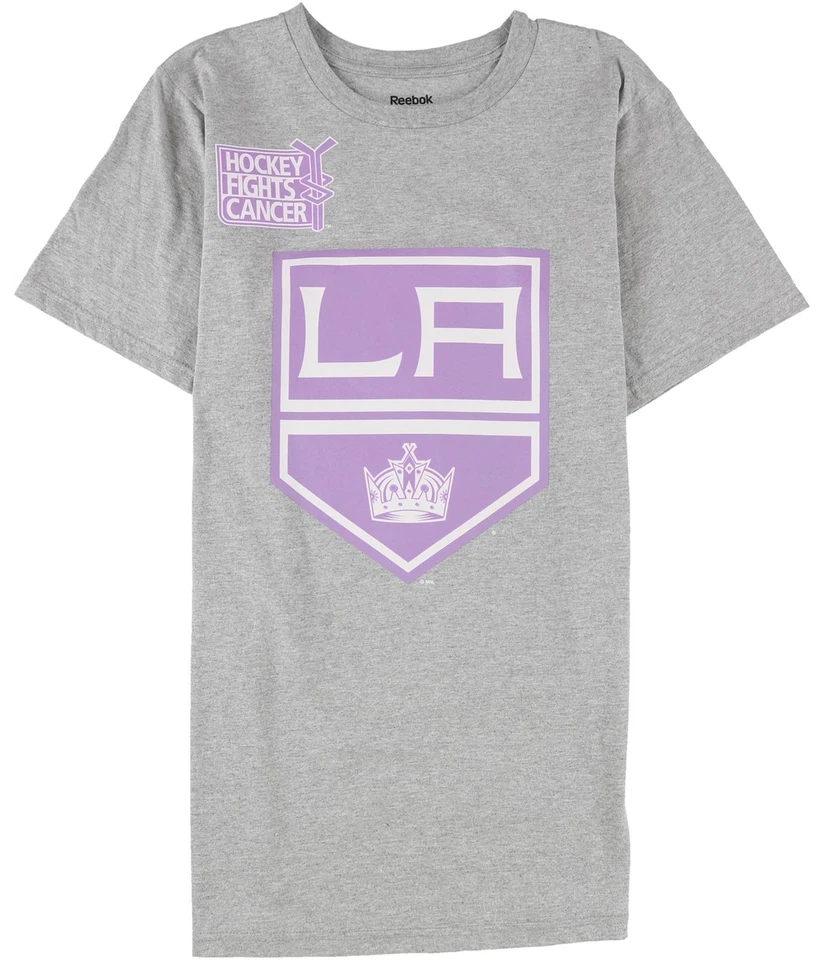 Camiseta gráfica Reebok para hombre Hockey Fights Cancer LA Kings, púrpura, M