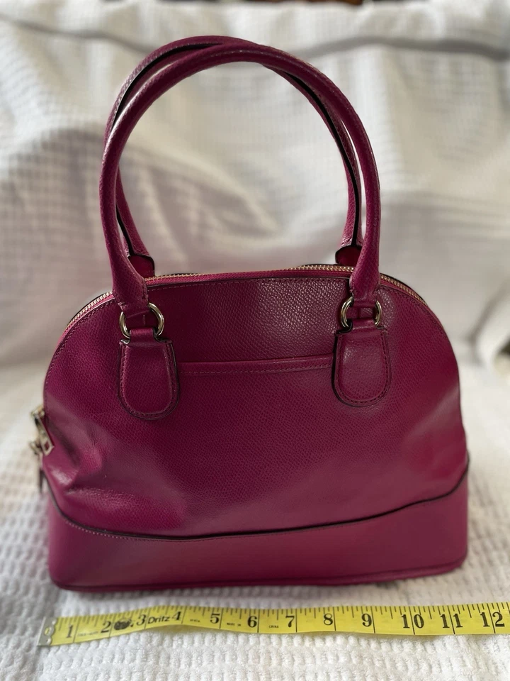 COACH 33909 CORA CUERO ABOVEDADO CARTERA Bandolera Bolso de Hombro Bolso de Mano BERRY Foto 2 de 4