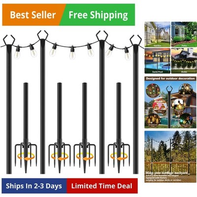 10Ft String Light Poles 4 Pack,Light Poles for Outside Lights,Outdoor with Fe...