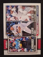2026 Topps #11 NL Leaders RBI (Kyle Schwarber / Pete Alonso / Juan Soto)