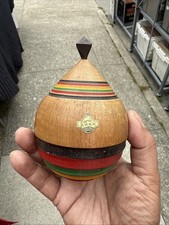 Vintage Japanese Wooden Folk Art Spinning Top Beigoma Handmade