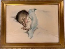 Vintage Bessie Pease Gutmann "A Little Bit of Heaven" Baby Lith Print Framed 650