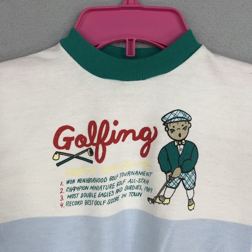 Vintage Buster Brown Shirt Boys 4T White Golfing Graphic Pullover 80s Sweater - Picture 2 of 12