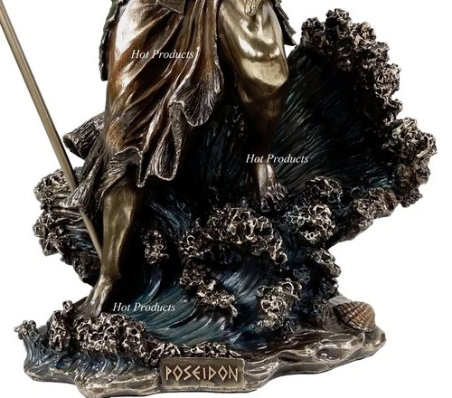LARGE 20 Poseidon W Trident GREEK MYTHOLOGY God of Sea Statue Bronze Finish