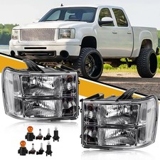 Headlight Assembly GMC Sierra 2007-2013 Halogen Chrome