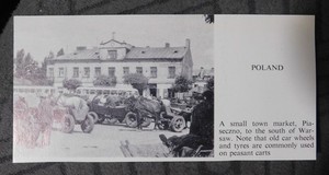Piaseczno, Poland marketplace / peasant cart / old car wheels -- book clipping