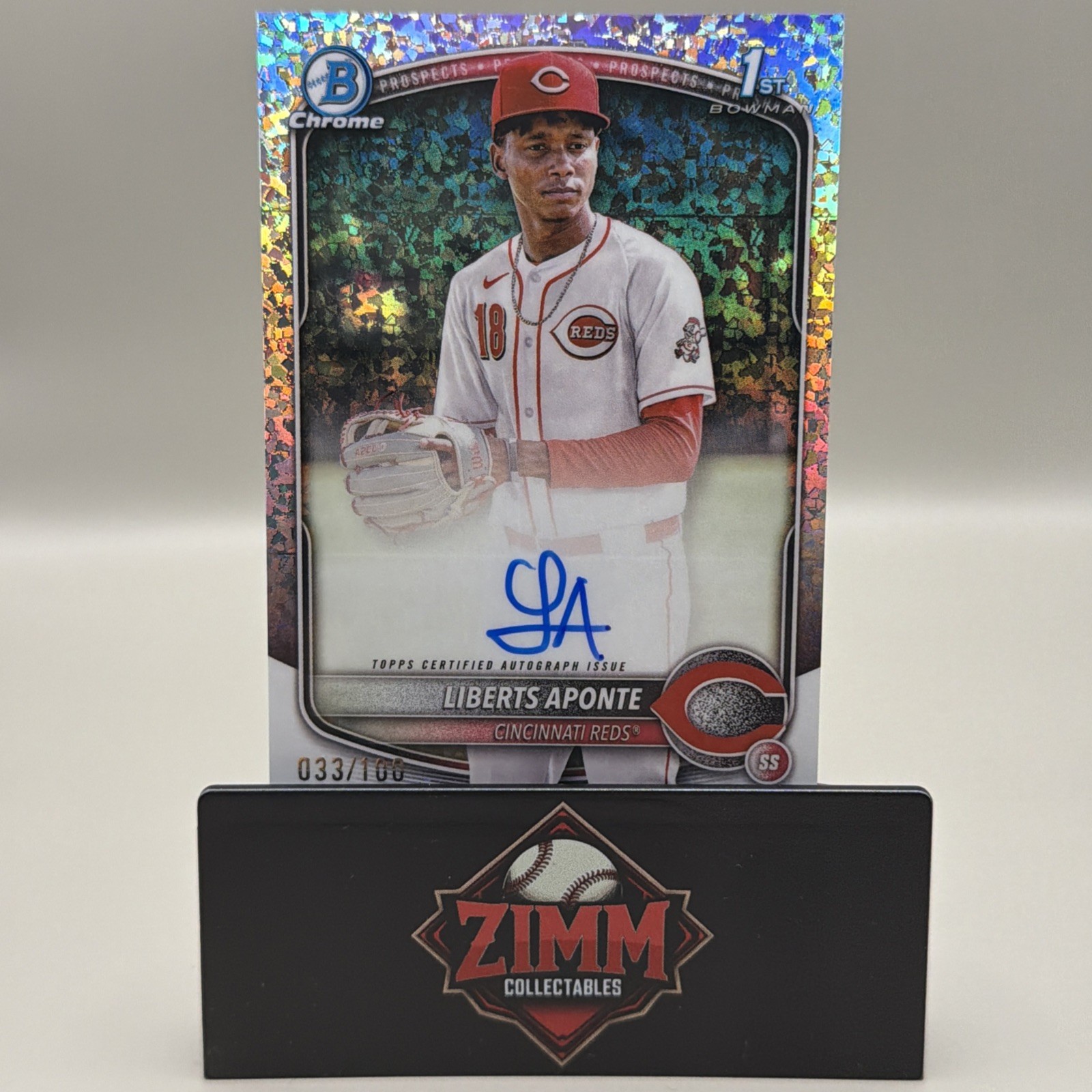 2025 Bowman Chrome- Liberts Aponte 1st Bowman Mini Diamond Refractor Auto /100