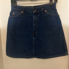 Women  s Vintage Levi  s Denim Jean Skirt Size 6 Orange Tab