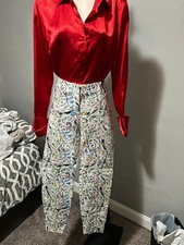 VICTORIA'S SECRETWHITE PRINT STRAIGHT LEG PANTS 8 NWT