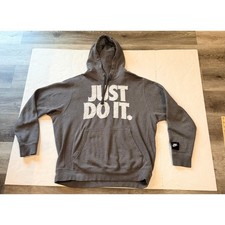Nike Just Do It Hoodie Mens Large Gray Pullover Graphic Sweatshirt JDI