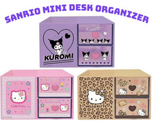 Sanrio Hello Kitty / Kuromi Mini Desk Organizer with Drawer  Pen Stand NEW