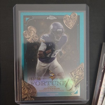 2025 Topps Chrome Fortune 15 Justin Jefferson Vikings F15-4 Aqua /199
