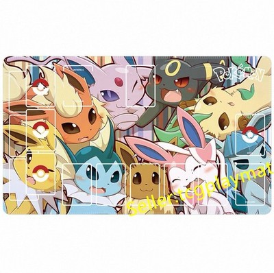 ポケモン　ブイズ　プレイマット　Eevee Elements Eevee Pokemon Playmat With Zones Trading Card Game Play Mat 24*14