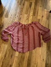 Free People Against All Odds Grommet Desert Sun Striped Blouse Large