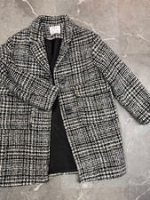 Zara Kids Two Tone Black White Plaid Tweed Coat 10Years