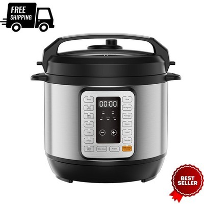NEW 16-in-1 Electric Pressure Cooker 8QT Multi Cooker Ceramic Pot Silver