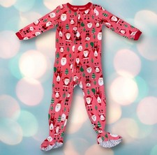 Christmas Santa Girl's Carter's Fleece Sleeper Footie Pajamas Size 4