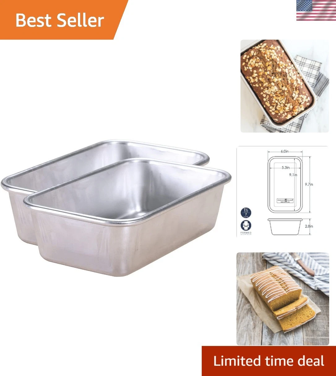 Naturals 2-Pack Octagonal Loaf Pans - Elevate Your Baking with Aluminum Design