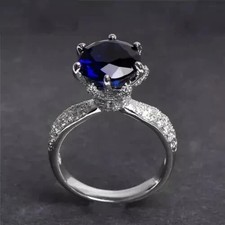 2Ct Round LabCreated Sapphire Solitaire Engagement Ring 14K White Gold Plated