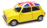 Welly Mini Cooper 1300 Gelb Uk Flagge MaßStab 1:34 1:39 4,5 Zoll Auto In Box