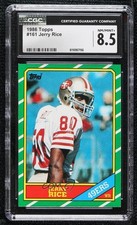 1986 Topps Jerry Rice (D* on Copyright Line) #161 CGC 8.5 HOF g1m