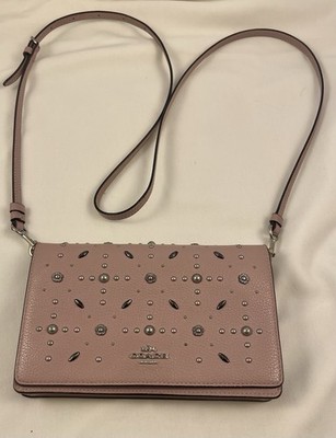 Coach Prairie Rivet Clutch/Crossover Ice Purple Leather Bag Used Excellent