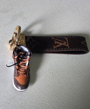 Louis Vuitton Brown Gold Monogram Key Holder Leather Keychain With Shoe Charm
