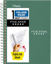 Personal Spiral Notebook, 1 Subject, College Ruled Paper, 7" X 4-3/8"