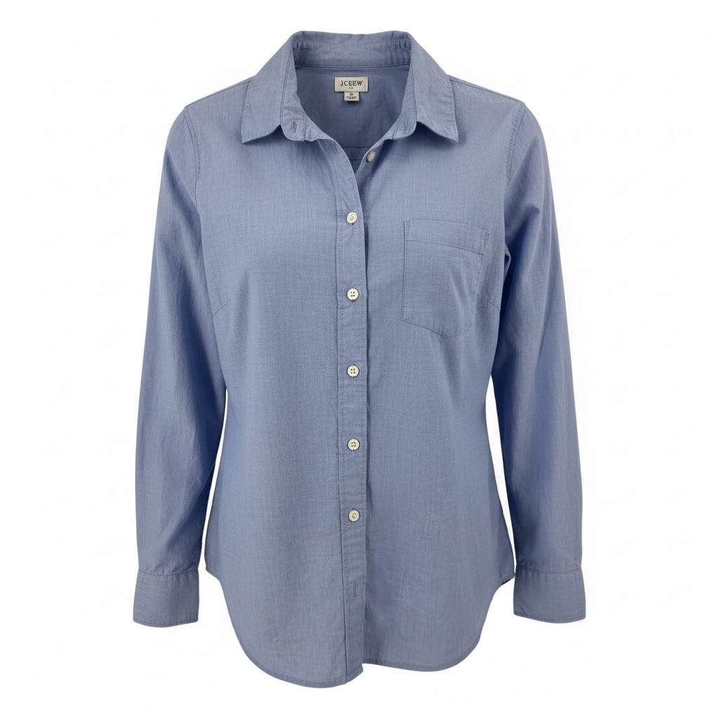 J.Crew Re-Imagined Blue Chambray Button Down Shirt Womens Size S Long Sleeve