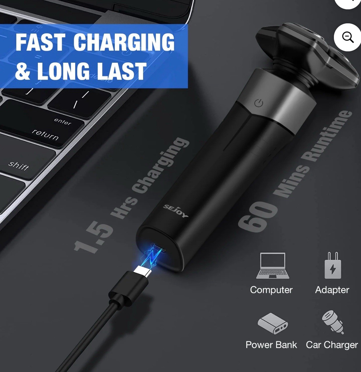 Sejoy Electric  for Men,5-In-1 Multi-Function Rechargeable Electric Shaver