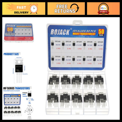 50 Pcs MOSFET Transistor Assortment Kit - IRFZ44N, IRF510N, IRF540N & More