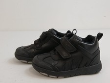 Clarks Boys Kids Black Leather Hook & Loop School Shoes UK (7 1/2)EU(24) BOX 003
