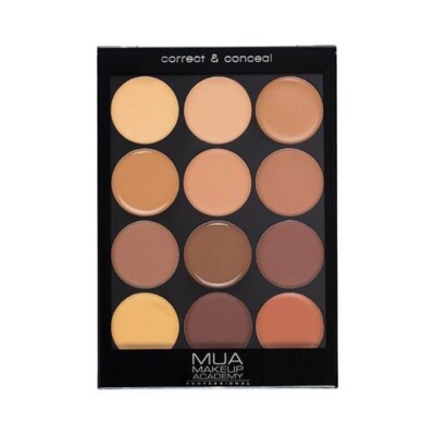 MUA Correct & Conceal Palette Concealer 12 Farbtöne (dunkel) 2er Pack
