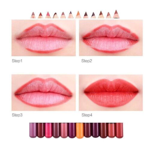 12Pcs Women Waterproof Lipstick Long Lasting Matte Lip Liner Pencil Lip Pen Set - Picture 13 of 20