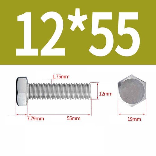 Hexagon Bolt Set Screws Fully Threaded Hex A2 Stainless Steel M12 M14 M16-M24 - Picture 14 of 162