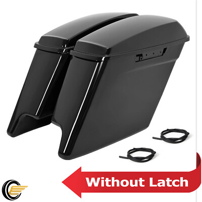 5'' Vivid Black Stretched Hard Saddlebags Saddle Bags For 14-24 Harley Road Glide