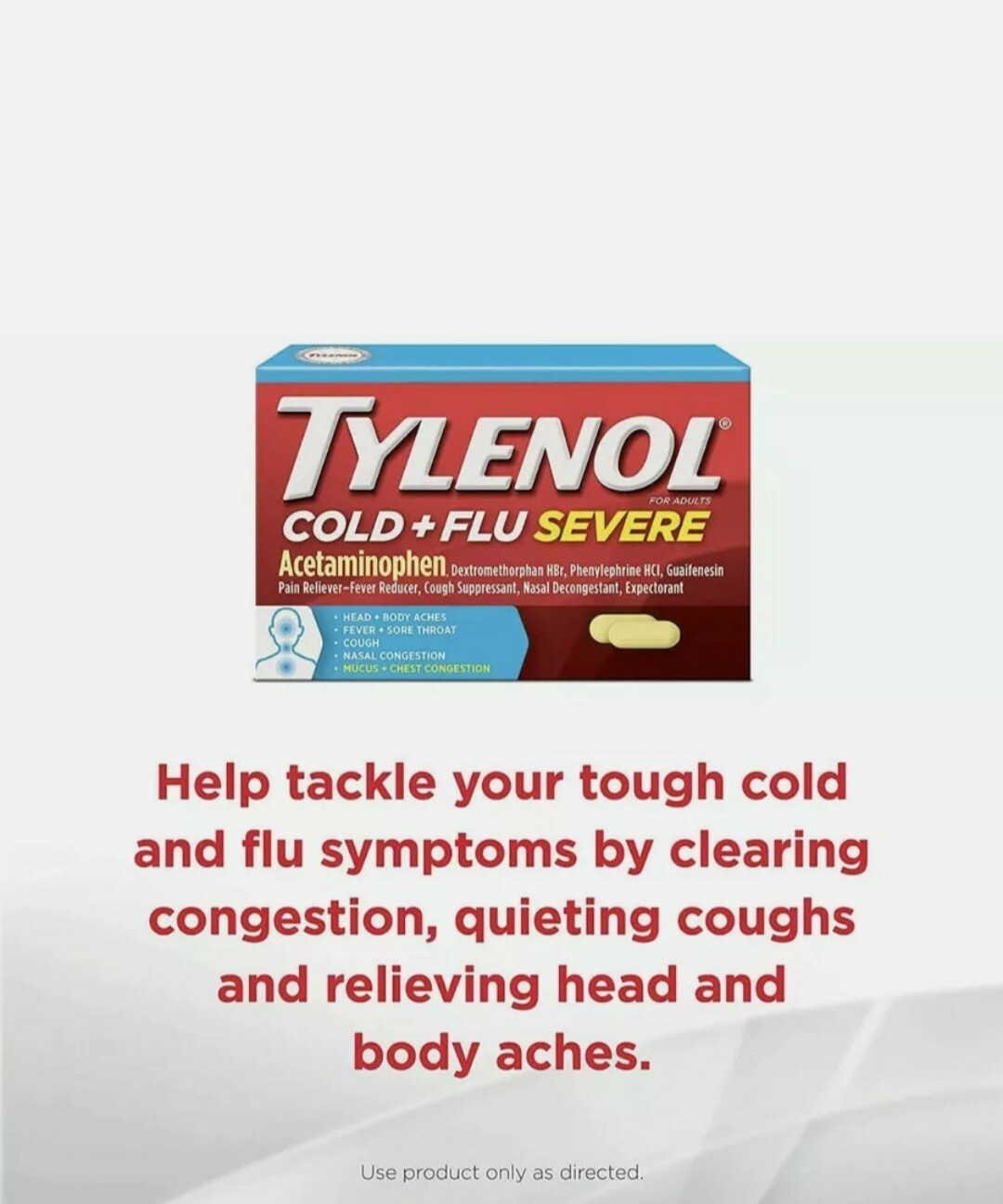 Tylenol Cold And Flu Severe Day/Night Acetaminophen 24 Caplets. EXP. 10