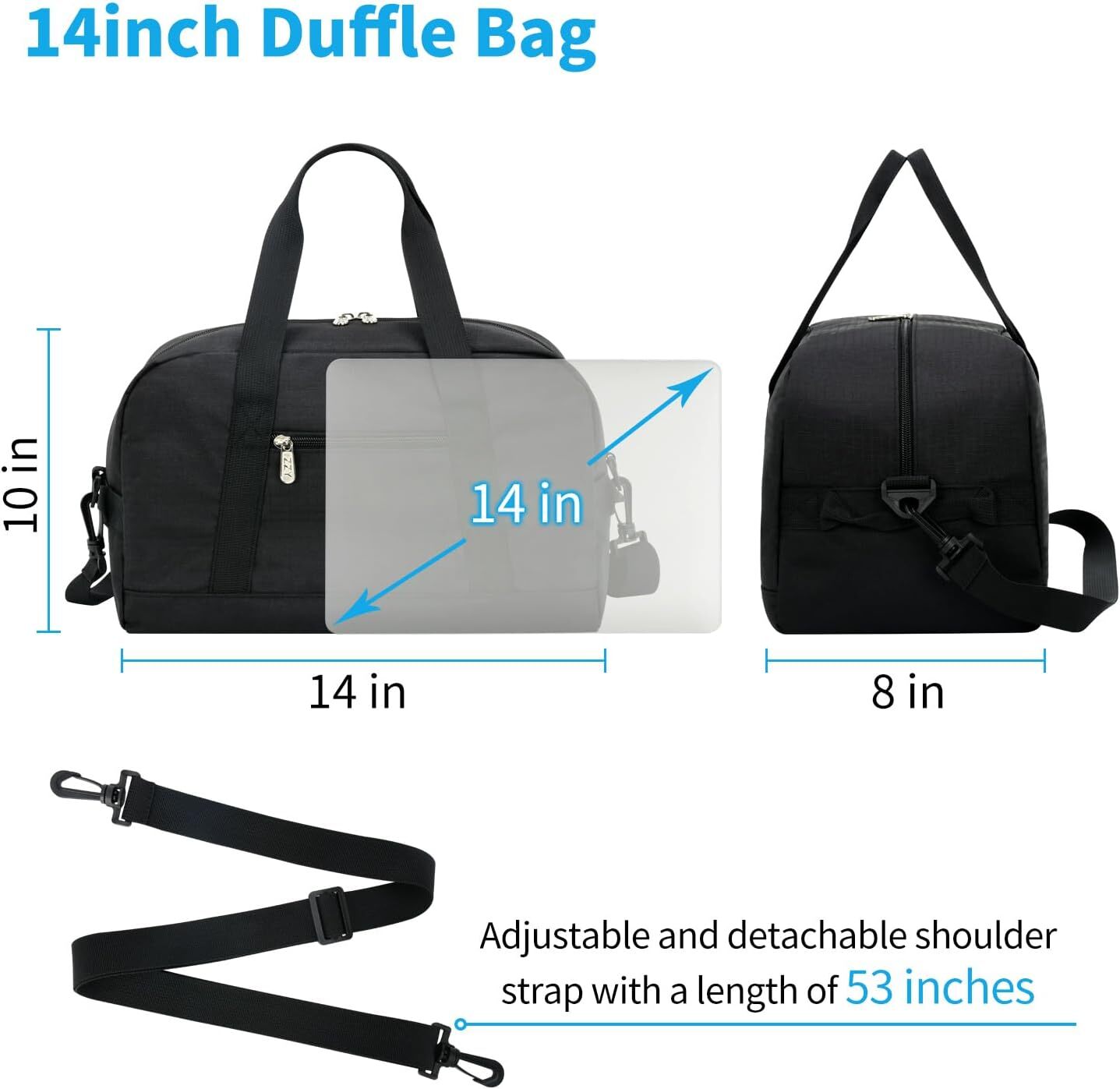 Small Gym Bag 14 inch Lightweight Carry On Mini Duffel Bag for Travel