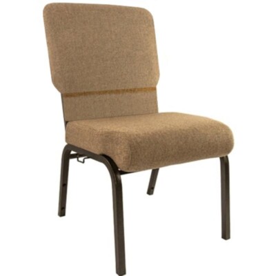 Wide Multipurpose Mixed Tan Fabric Stacking Church Chair