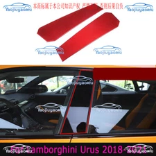 Red Dry Carbon Pillar Post Cover Door Trim 2pcs For Lamborghini Urus 2018-2021