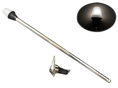 Marine Boat Navigation All-Round White Stern Pole Light 24'', 2-Prong Chrome Base