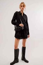 Free People Constance Lace Detail Mini Dress A-line Button Front Closure Size XS