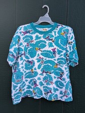 Looney Tunes 1994 All Over Print T Shirt Blue Bugs Bunny Tweety Bird- Size Med