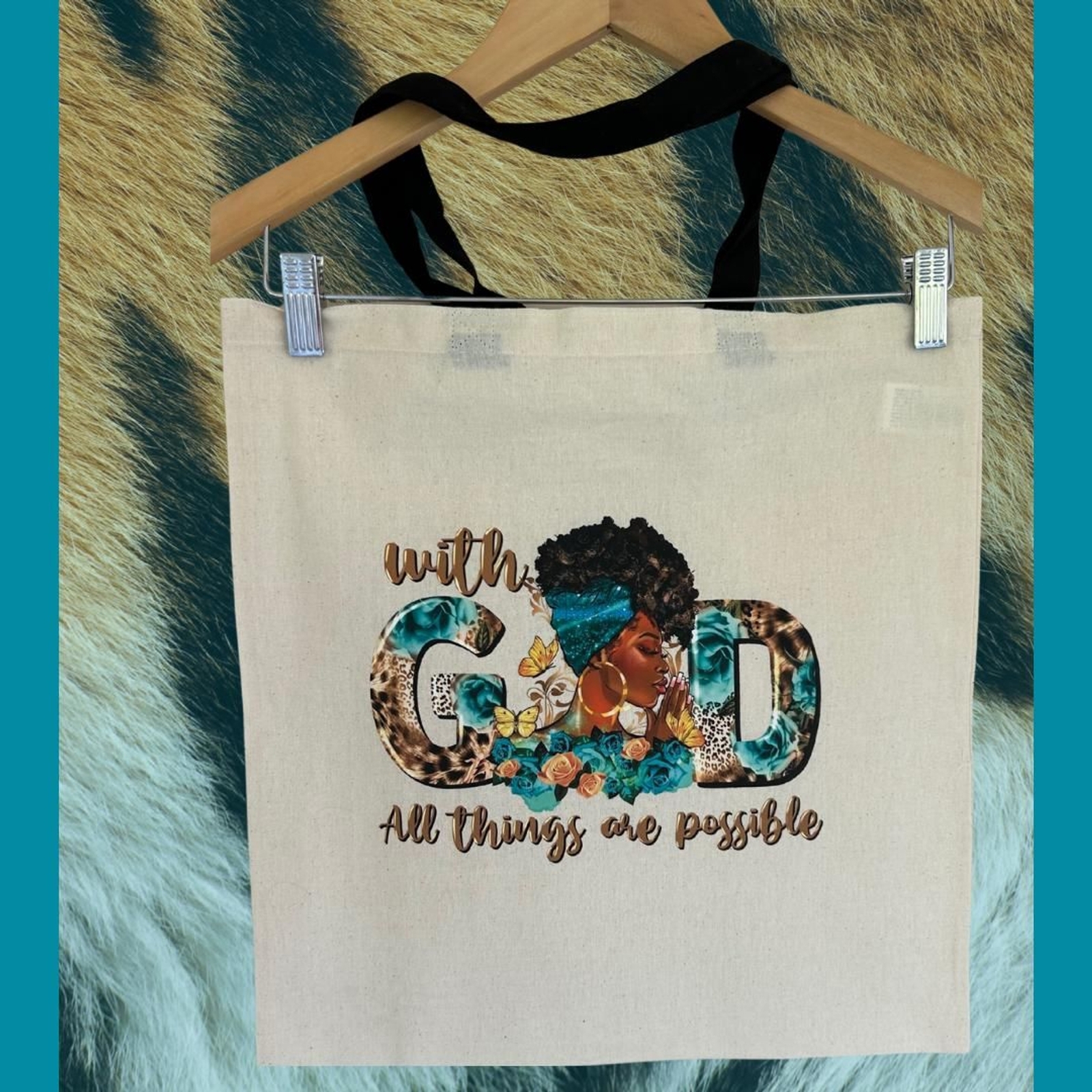 Black Woman Afrocentric Canvas Tote Bag Gift for Women