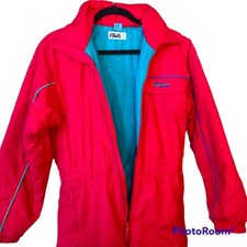 Fila Vintage 90's Womens Size 13/14 Bright Pink Embroidered Ski/snowsuit Euc